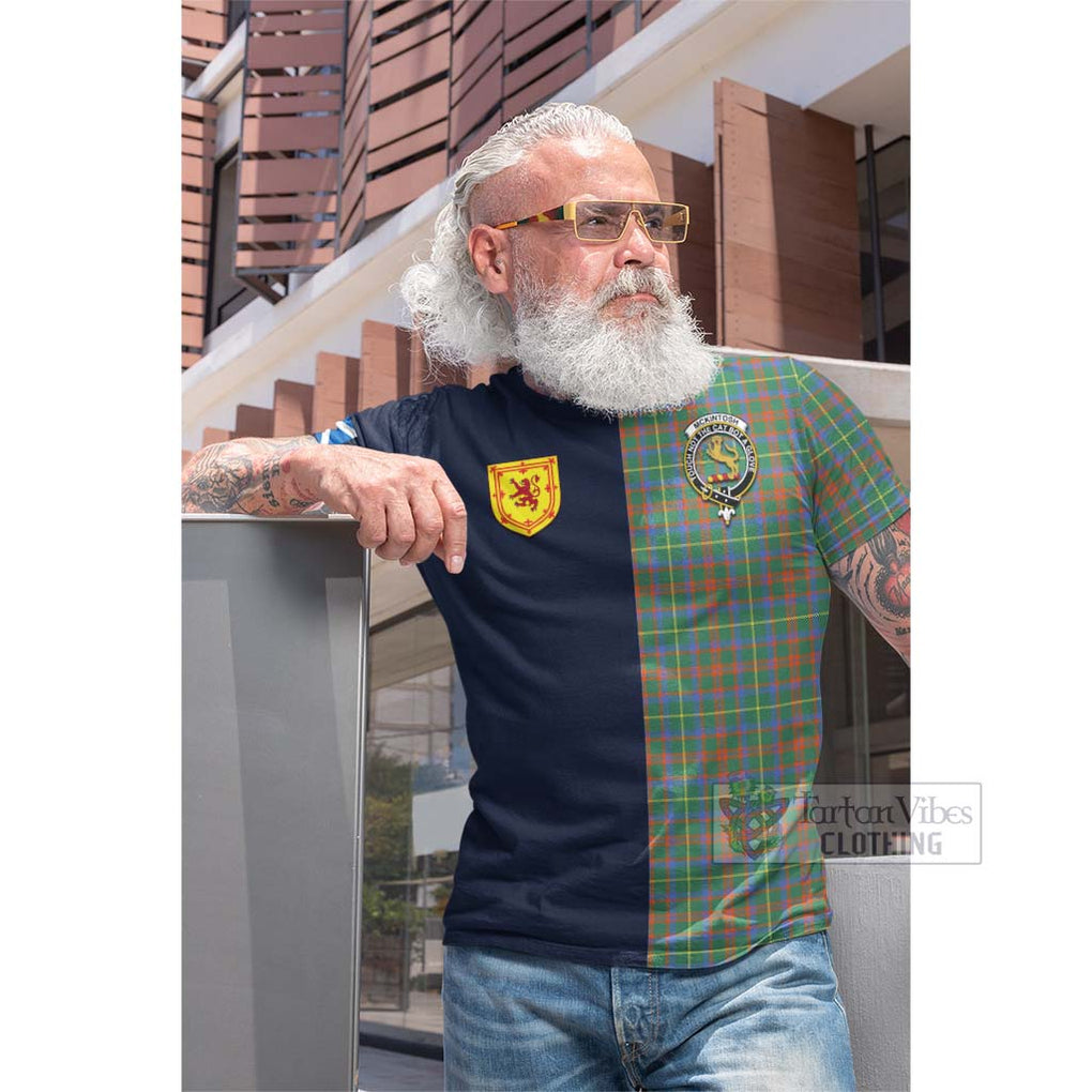 McKintosh Hunting Ancient Tartan Cotton T-shirt Alba with Scottish Lion Royal Arm Half Style Men's Shirt - Tartan Vibes Clothing