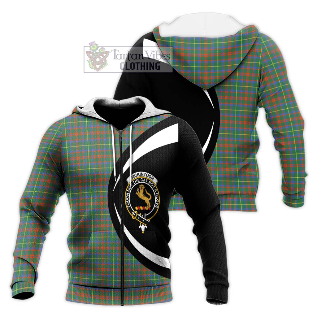 McKintosh Hunting Ancient Tartan Knitted Hoodie with Family Crest Circle Style Unisex Knitted Zip Hoodie - Tartan Vibes Clothing