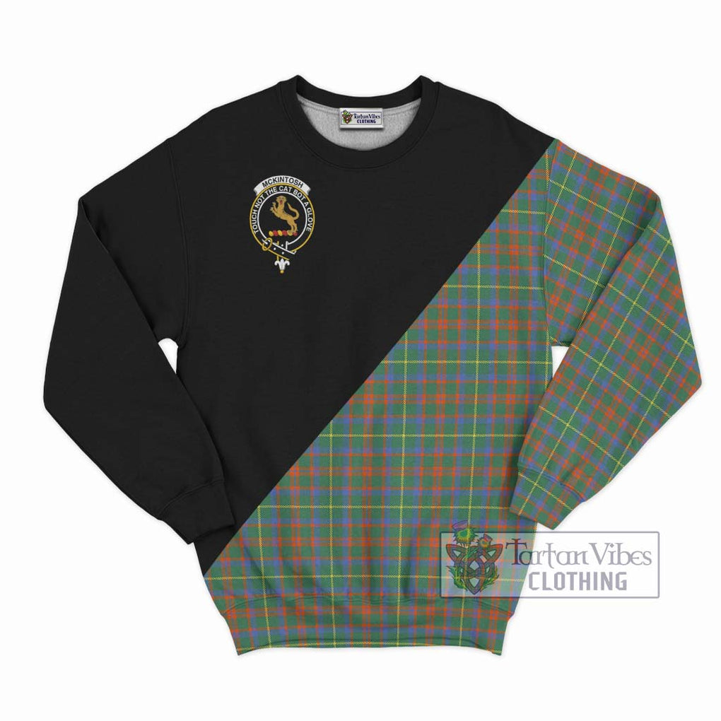 McKintosh Hunting Ancient Tartan Sweatshirt with Family Crest and Military Logo Style - Tartan Vibes Clothing
