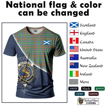 McKintosh Hunting Ancient Tartan T-Shirt with Personalised National Flag and Family Crest Half Style - Tartan Vibes Clothing