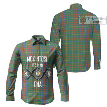 McKintosh Hunting Ancient Tartan Long Sleeve Button Shirt with Family Crest DNA In Me Style Men's Shirt - Tartanvibesclothing Shop