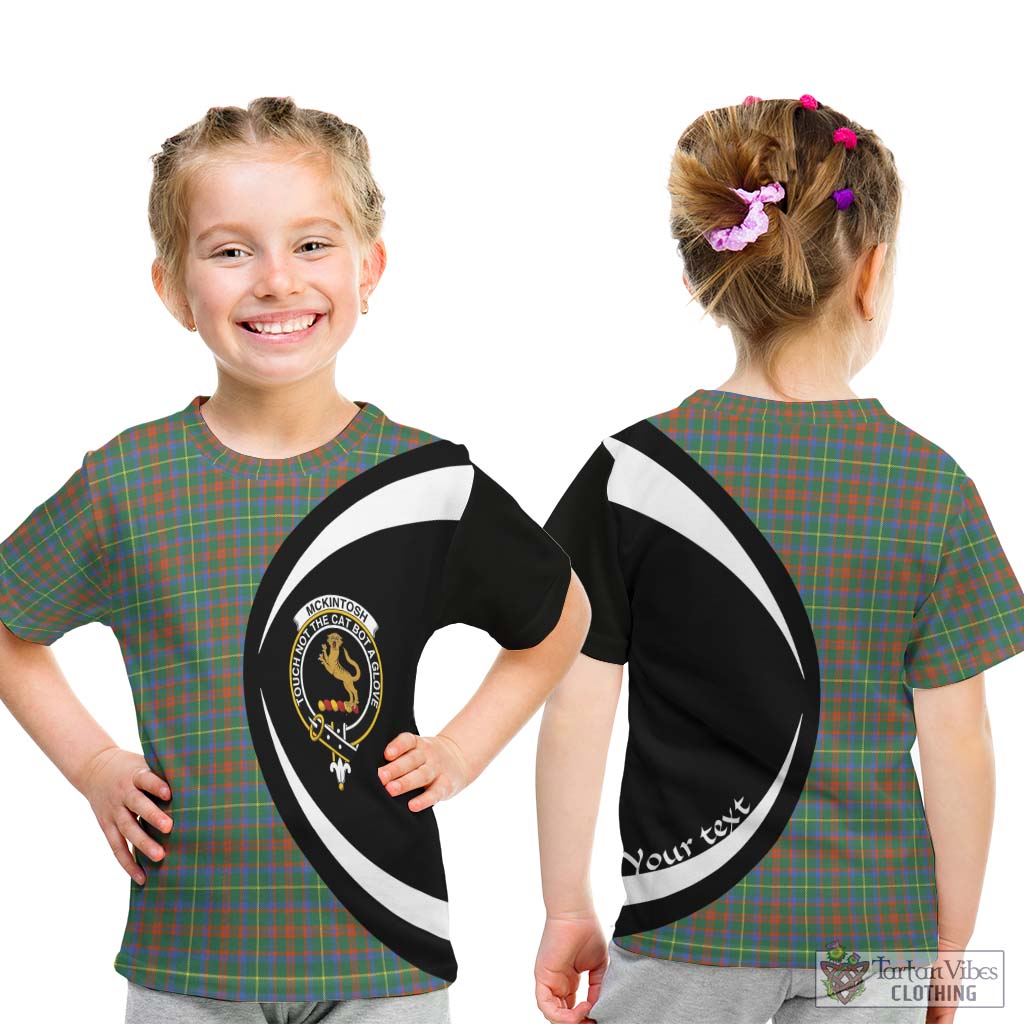 McKintosh Hunting Ancient Tartan Kid T-Shirt with Family Crest Circle Style - Tartan Vibes Clothing