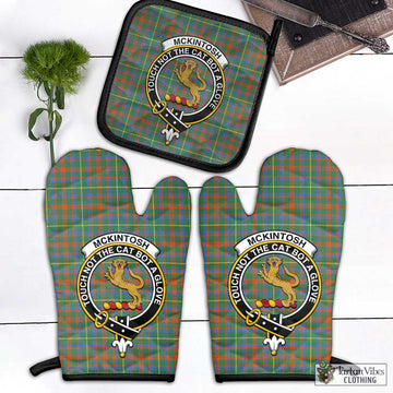 McKintosh Hunting Ancient Tartan Combo Oven Mitt & Pot-Holder with Family Crest - Tartan Vibes Clothing