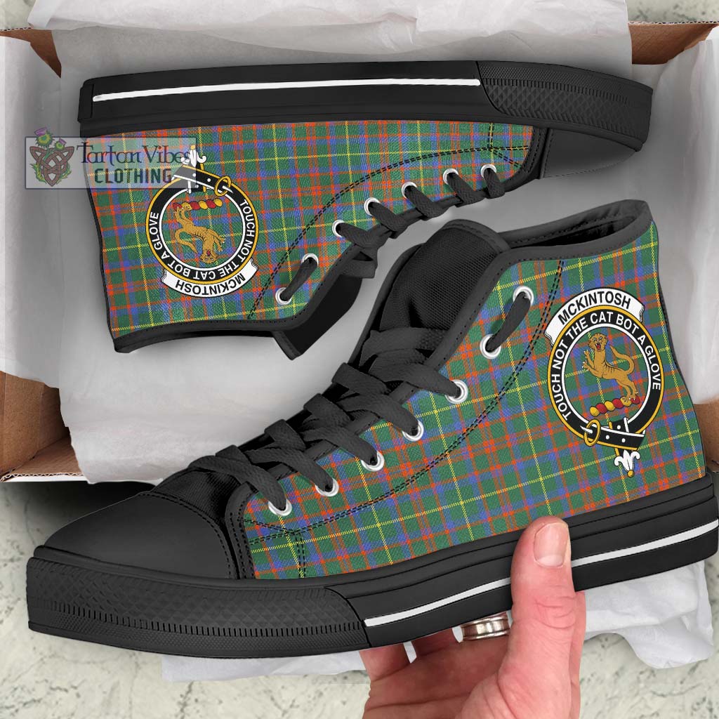 McKintosh Hunting Ancient Tartan High Top Shoes with Family Crest - Tartan Vibes Clothing