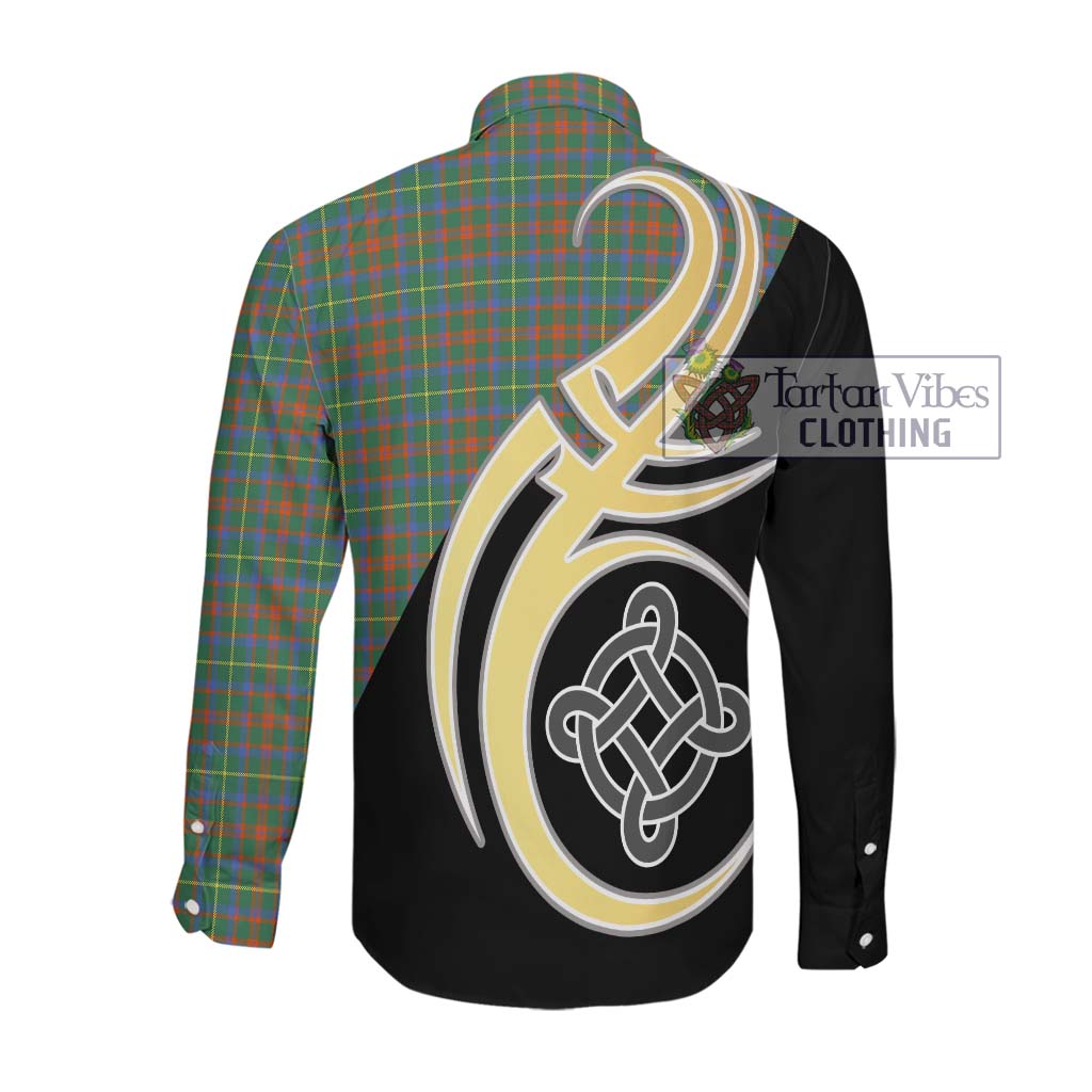 McKintosh Hunting Ancient Tartan Long Sleeve Button Shirt with Family Crest and Celtic Symbol Style Men's Shirt - Tartan Vibes Clothing