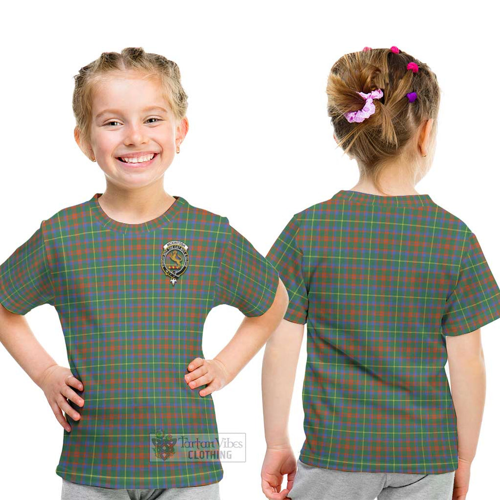 McKintosh Hunting Ancient Tartan Kid T-Shirt with Family Crest - Tartan Vibes Clothing