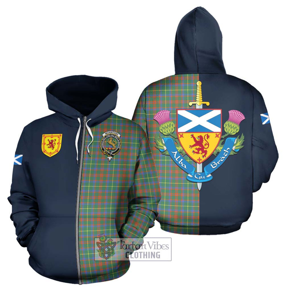 McKintosh Hunting Ancient Tartan Hoodie Alba with Scottish Lion Royal Arm Half Style - Tartan Vibes Clothing