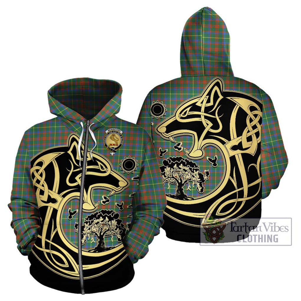 McKintosh Hunting Ancient Tartan Hoodie with Family Crest Celtic Wolf Style - Tartan Vibes Clothing