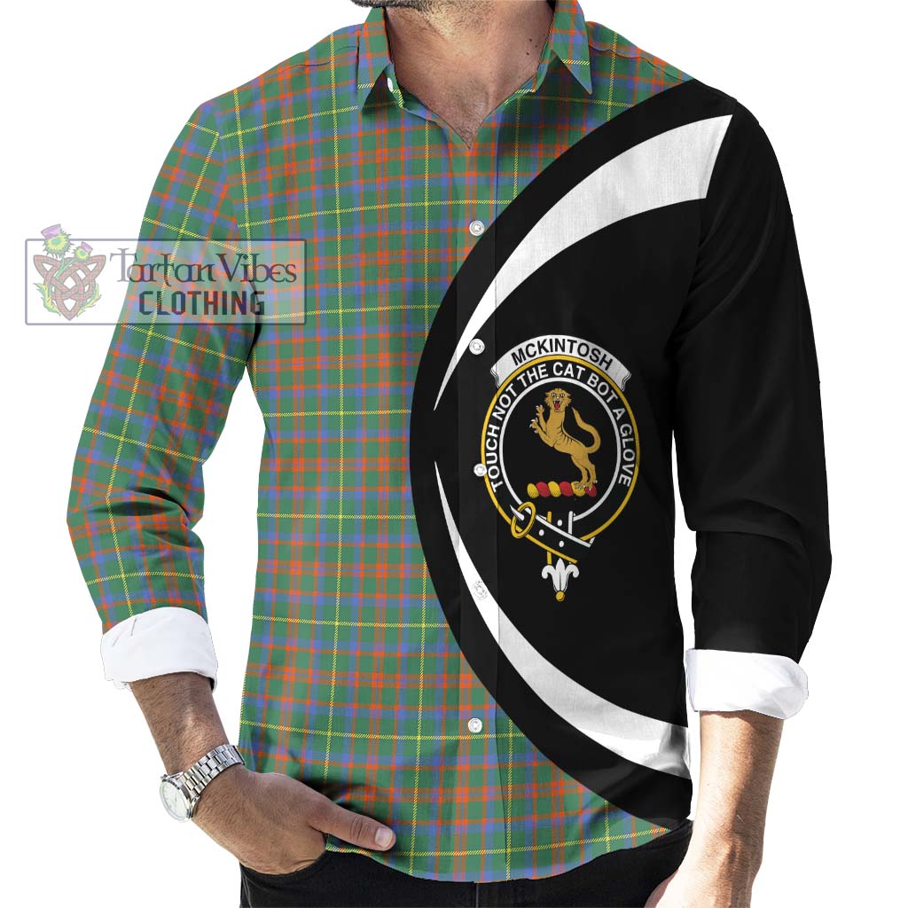 McKintosh Hunting Ancient Tartan Long Sleeve Button Up with Family Crest Circle Style - Tartan Vibes Clothing