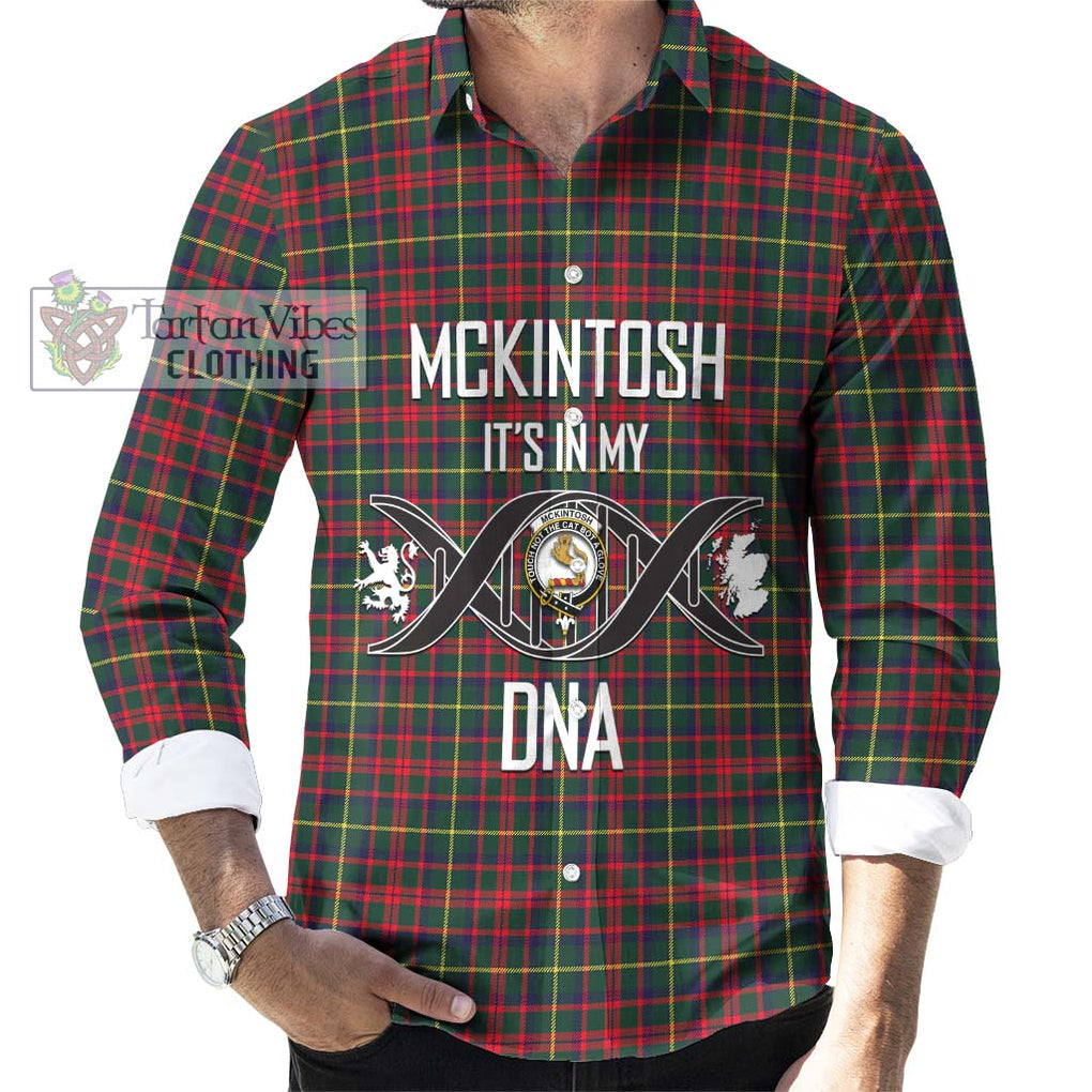 McKintosh Hunting Modern Tartan Long Sleeve Button Shirt with Family Crest DNA In Me Style Men's Shirt S - Tartanvibesclothing Shop
