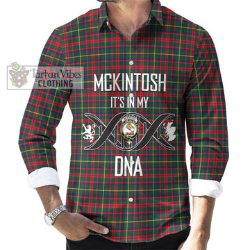 McKintosh Hunting Modern Tartan Long Sleeve Button Shirt with Family Crest DNA In Me Style Men's Shirt S - Tartanvibesclothing Shop