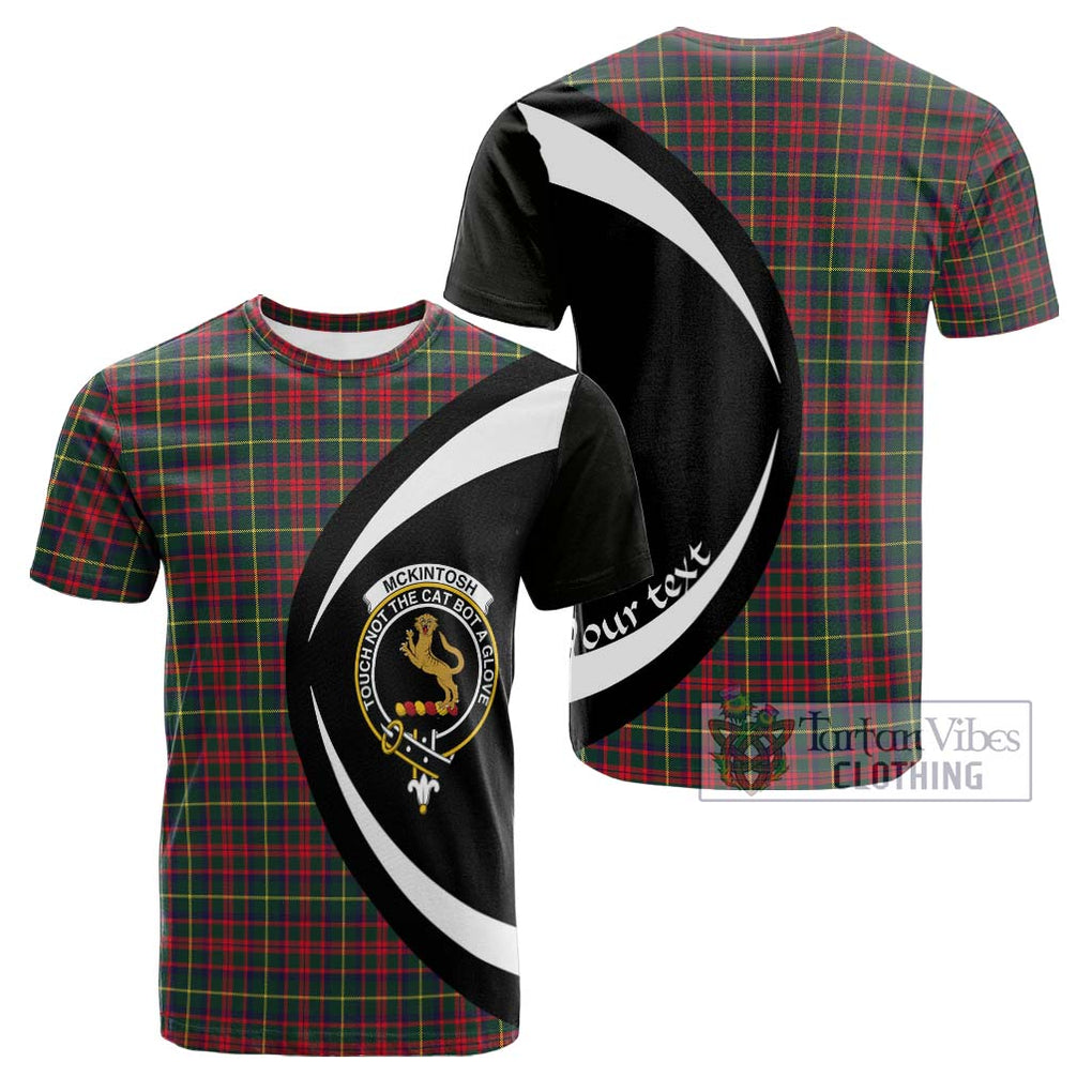 Tartan Vibes Clothing McKintosh Hunting Modern Tartan Cotton T-shirt with Family Crest Circle Style