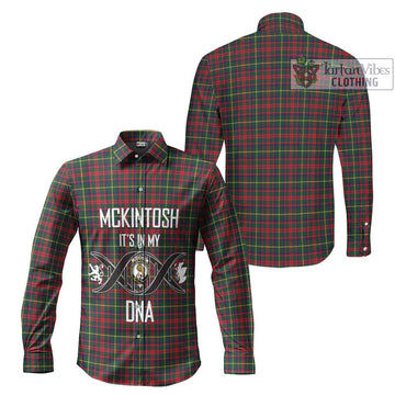 McKintosh Hunting Modern Tartan Long Sleeve Button Shirt with Family Crest DNA In Me Style Men's Shirt - Tartanvibesclothing Shop