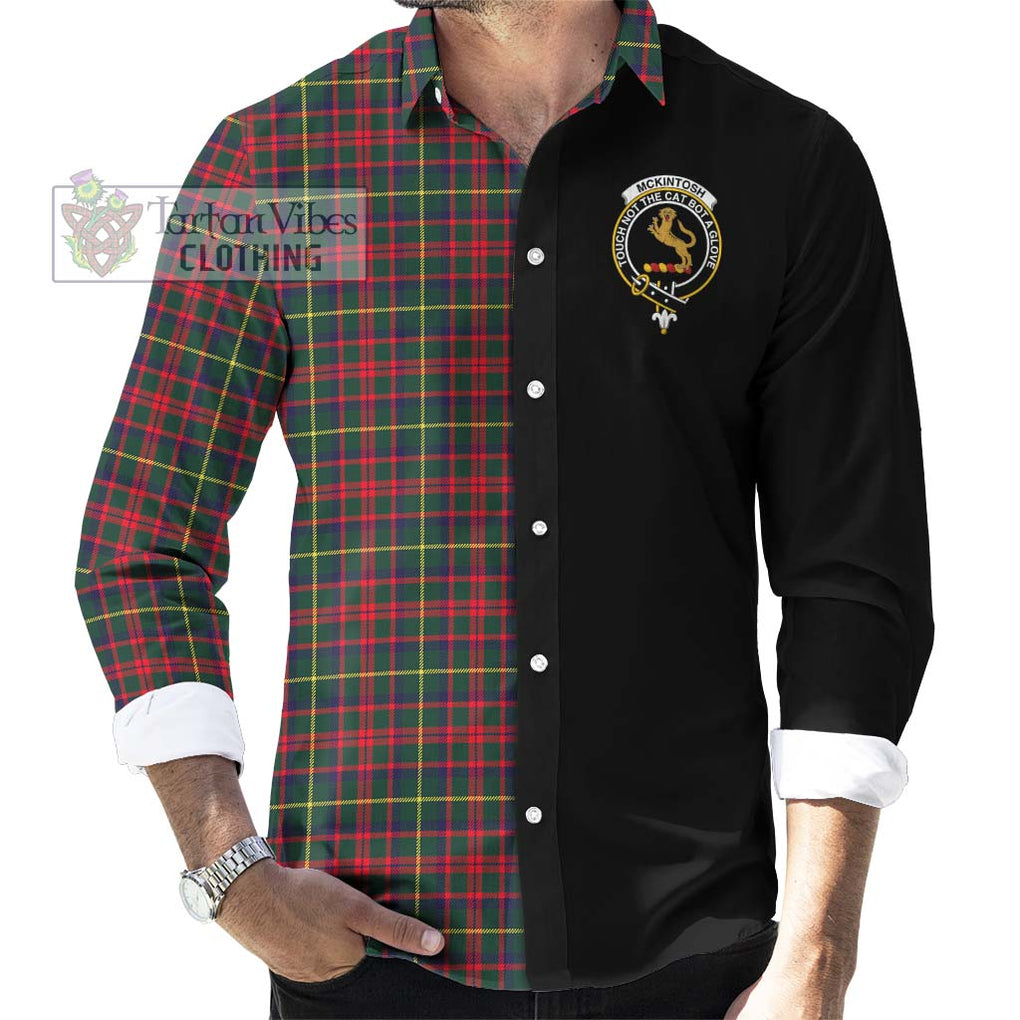 McKintosh Hunting Modern Tartan Long Sleeve Button Shirt with Family Crest and Half Of Me Style - Tartanvibesclothing Shop
