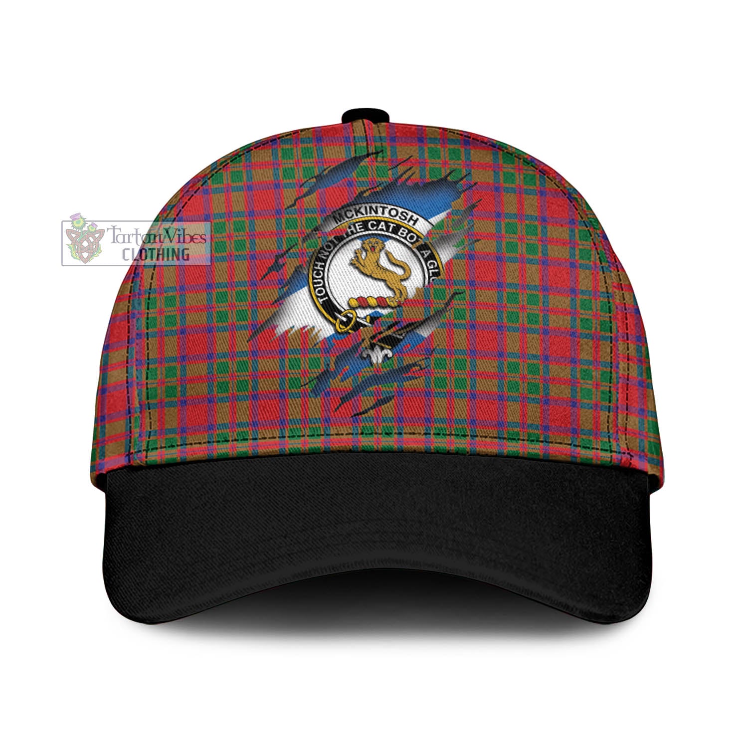Tartan Vibes Clothing McKintosh Modern Tartan Classic Cap with Family Crest In Me Style