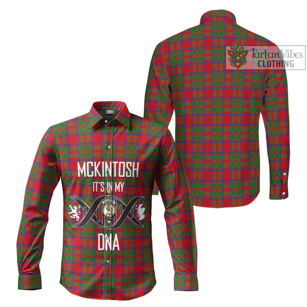 McKintosh Modern Tartan Long Sleeve Button Shirt with Family Crest DNA In Me Style Men's Shirt - Tartanvibesclothing Shop