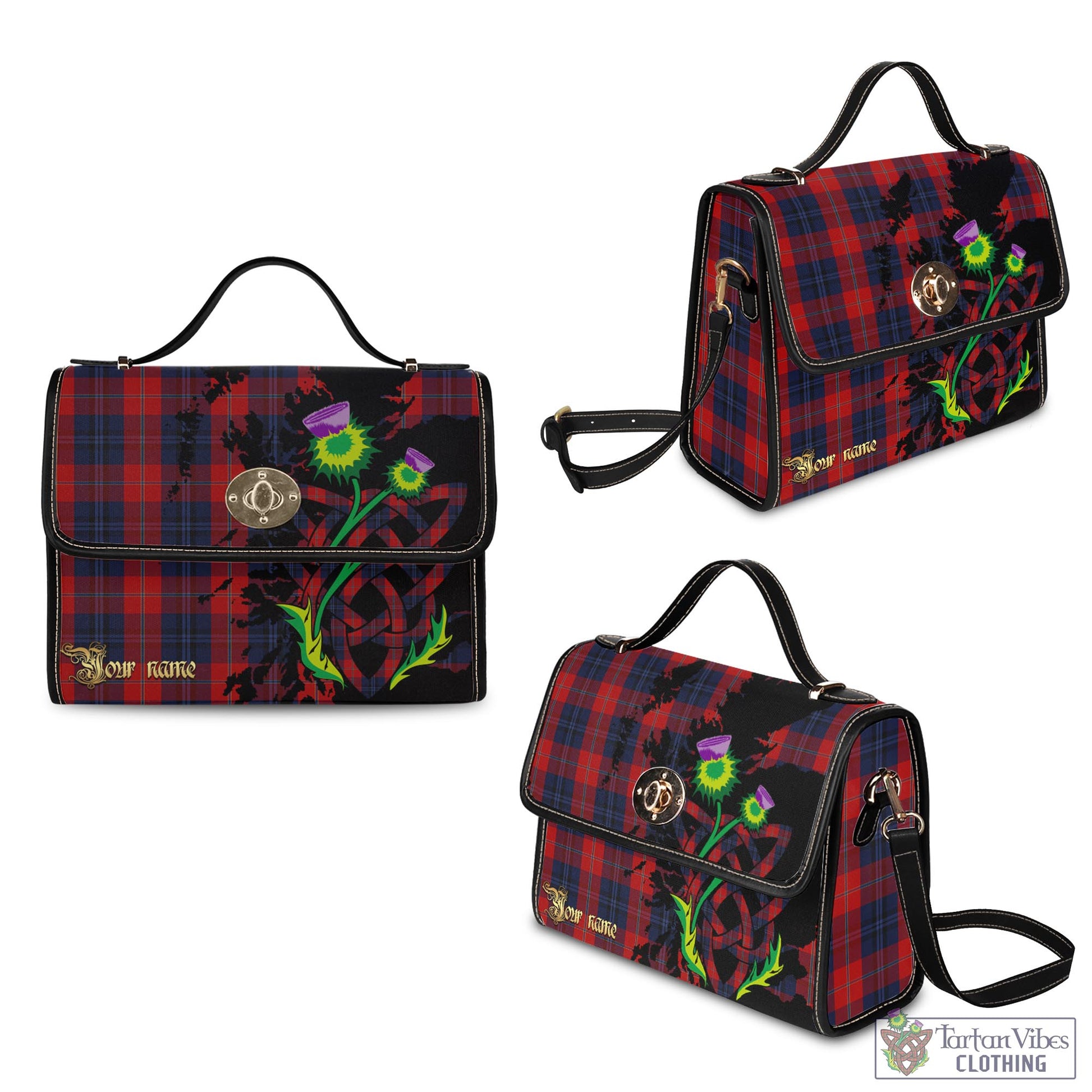 Tartan Vibes Clothing McKnight Tartan Waterproof Canvas Bag with Scotland Map and Thistle Celtic Accents