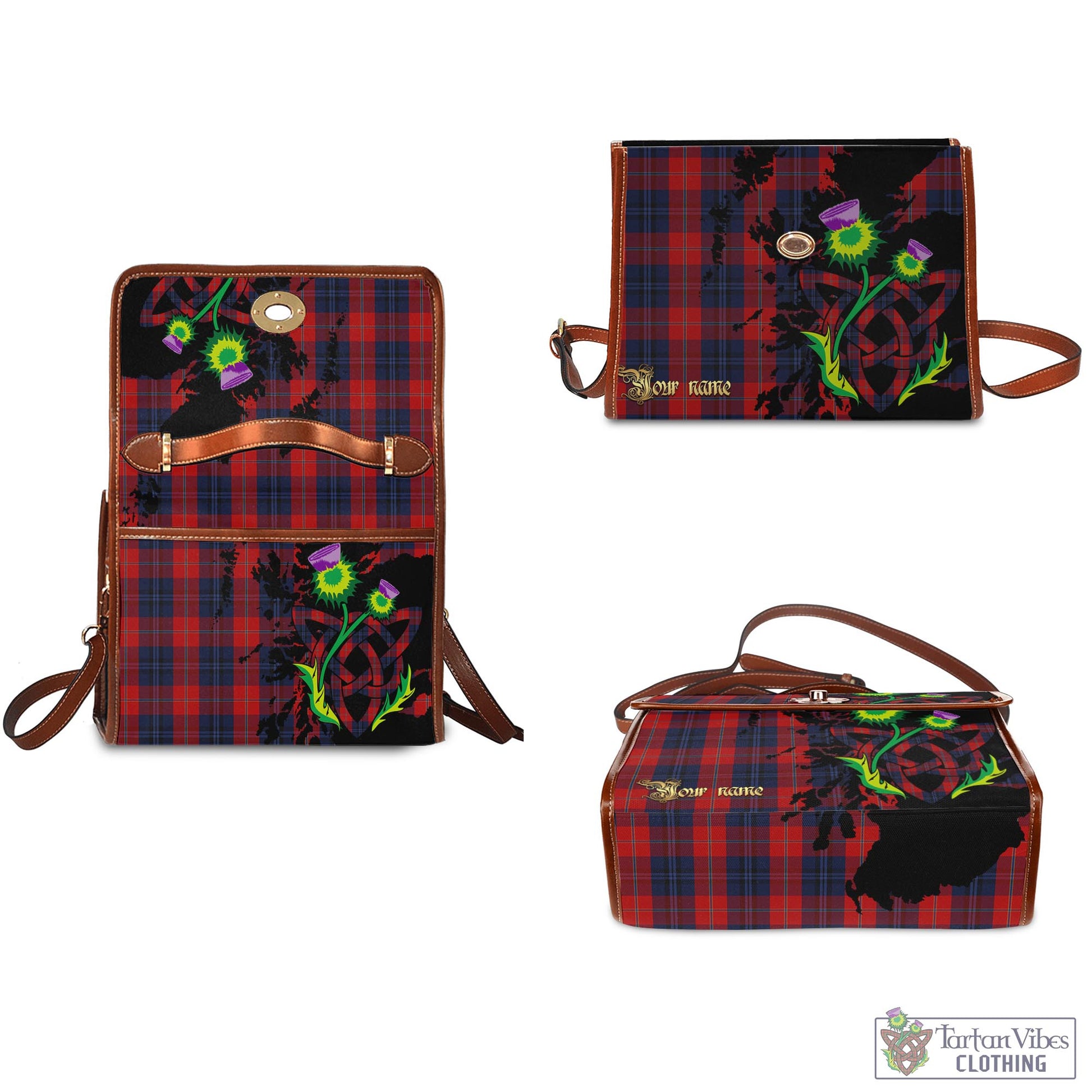 Tartan Vibes Clothing McKnight Tartan Waterproof Canvas Bag with Scotland Map and Thistle Celtic Accents