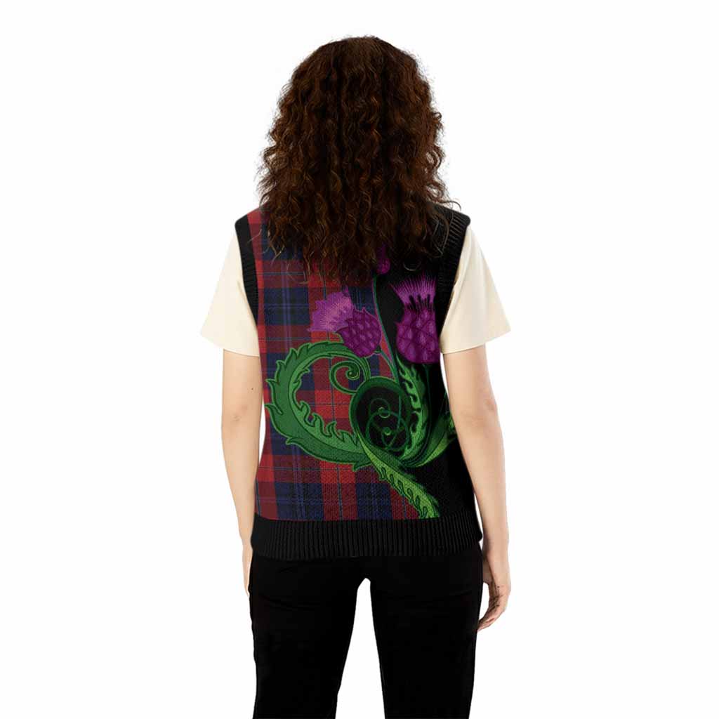 McKnight Tartan Knitted V-Neck Vest Traditional Scottish Thistle