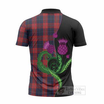 McKnight Tartan Zipper Polo Shirt Traditional Scottish Thistle