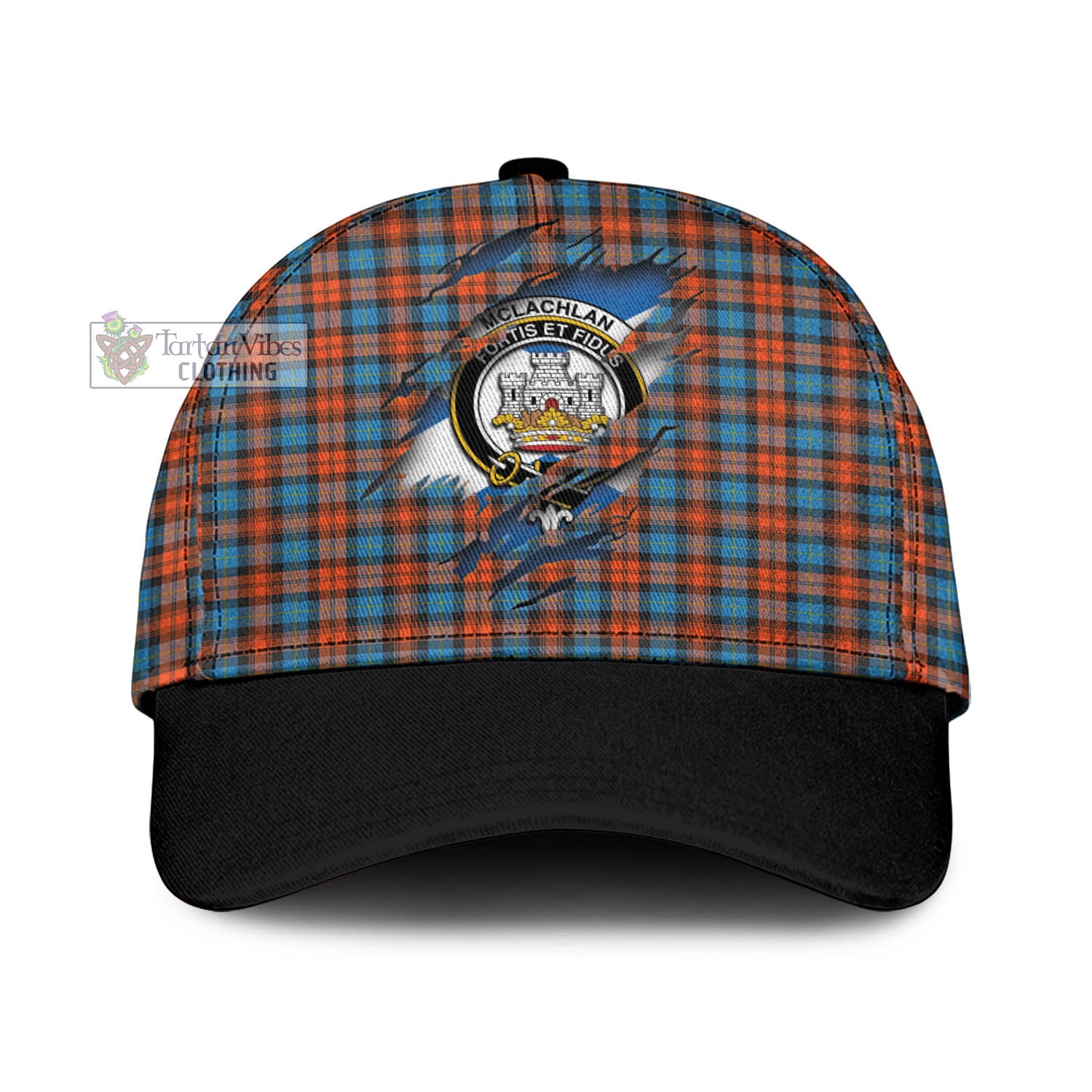 Tartan Vibes Clothing McLachlan Ancient Tartan Classic Cap with Family Crest In Me Style