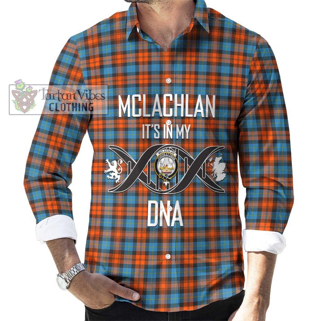 McLachlan Ancient Tartan Long Sleeve Button Shirt with Family Crest DNA In Me Style Men's Shirt S - Tartanvibesclothing Shop