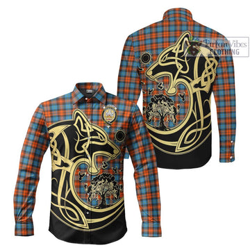 McLachlan Ancient Tartan Long Sleeve Button Shirt with Family Crest Celtic Wolf Style Men's Shirt S - Tartan Vibes Clothing