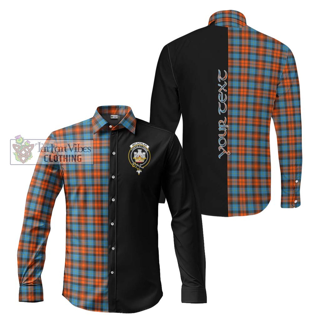 McLachlan Ancient Tartan Long Sleeve Button Shirt with Family Crest and Half Of Me Style Men's Shirt S - Tartanvibesclothing Shop