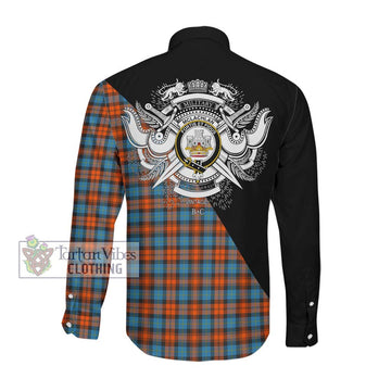 McLachlan Ancient Tartan Long Sleeve Button Shirt with Family Crest and Military Logo Style Men's Shirt - Tartanvibesclothing Shop