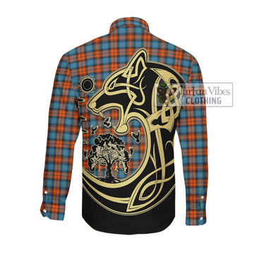 McLachlan Ancient Tartan Long Sleeve Button Shirt with Family Crest Celtic Wolf Style Men's Shirt - Tartan Vibes Clothing