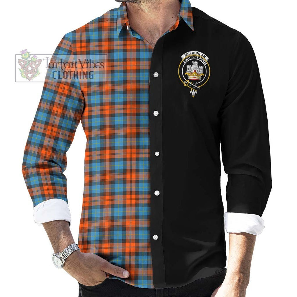 McLachlan Ancient Tartan Long Sleeve Button Shirt with Family Crest and Half Of Me Style - Tartanvibesclothing Shop