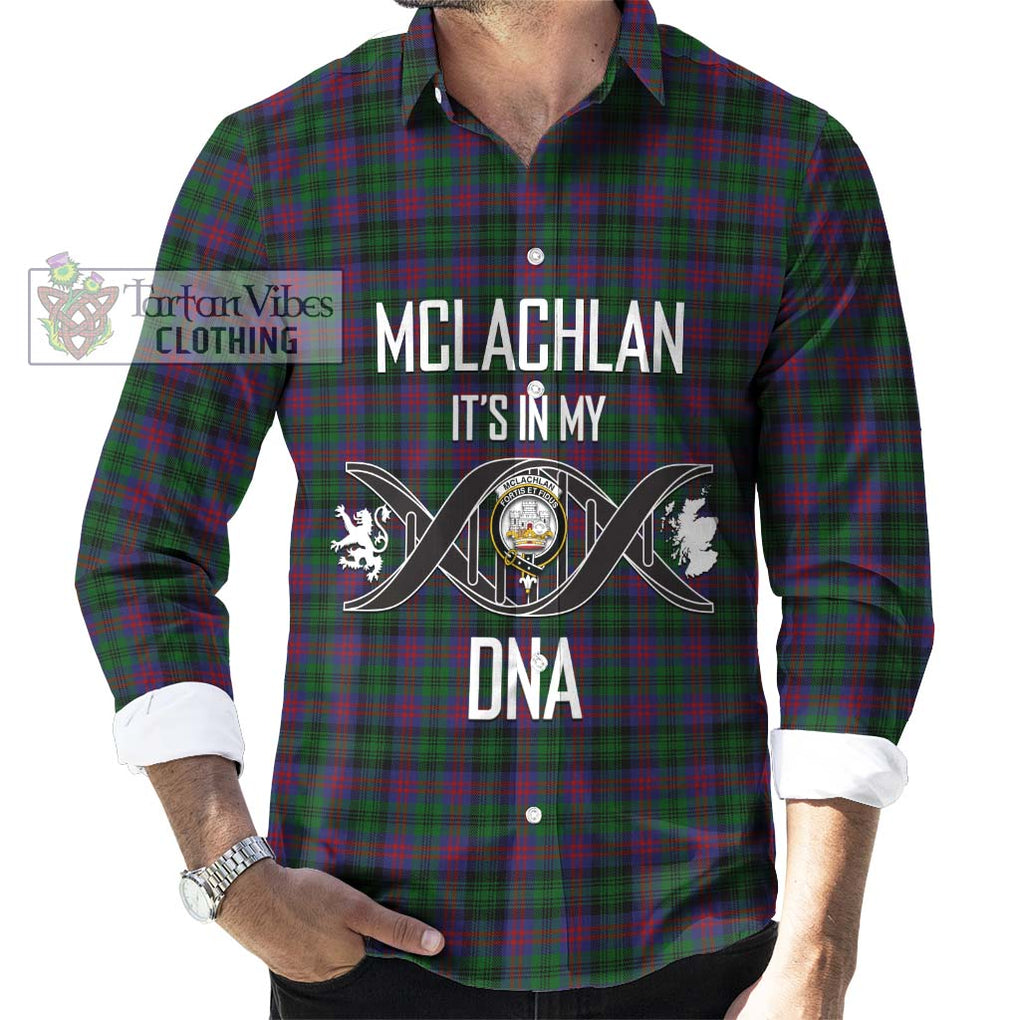 McLachlan Hunting Tartan Long Sleeve Button Shirt with Family Crest DNA In Me Style Men's Shirt S - Tartanvibesclothing Shop