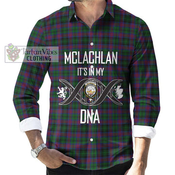 McLachlan Hunting Tartan Long Sleeve Button Shirt with Family Crest DNA In Me Style Men's Shirt S - Tartanvibesclothing Shop