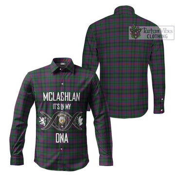 McLachlan Hunting Tartan Long Sleeve Button Shirt with Family Crest DNA In Me Style Men's Shirt - Tartanvibesclothing Shop