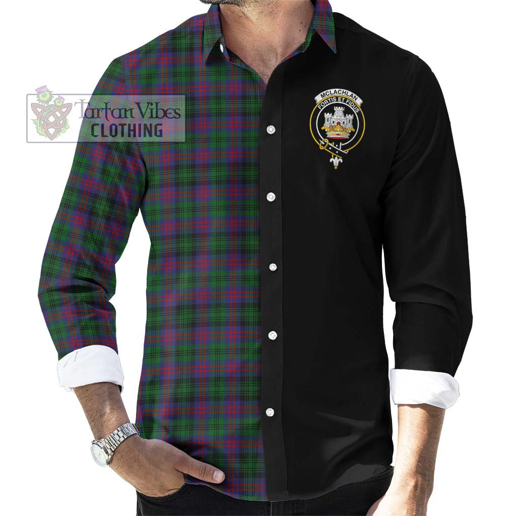 McLachlan Hunting Tartan Long Sleeve Button Shirt with Family Crest and Half Of Me Style - Tartanvibesclothing Shop