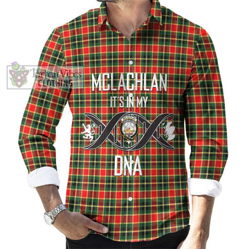 McLachlan Hunting Modern Tartan Long Sleeve Button Shirt with Family Crest DNA In Me Style Men's Shirt S - Tartanvibesclothing Shop