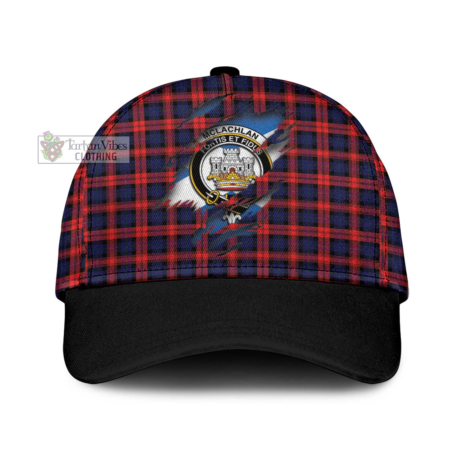 Tartan Vibes Clothing McLachlan Modern Tartan Classic Cap with Family Crest In Me Style