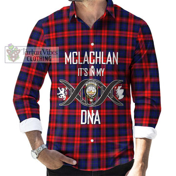 McLachlan Modern Tartan Long Sleeve Button Shirt with Family Crest DNA In Me Style Men's Shirt S - Tartanvibesclothing Shop