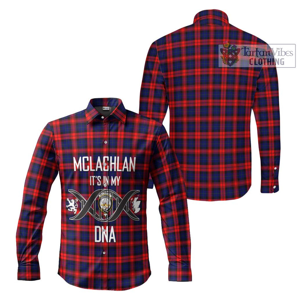 McLachlan Modern Tartan Long Sleeve Button Shirt with Family Crest DNA In Me Style Men's Shirt - Tartanvibesclothing Shop