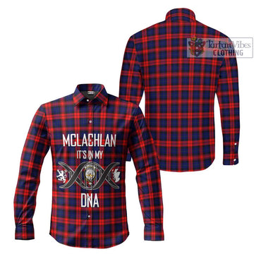 McLachlan Modern Tartan Long Sleeve Button Shirt with Family Crest DNA In Me Style Men's Shirt - Tartanvibesclothing Shop