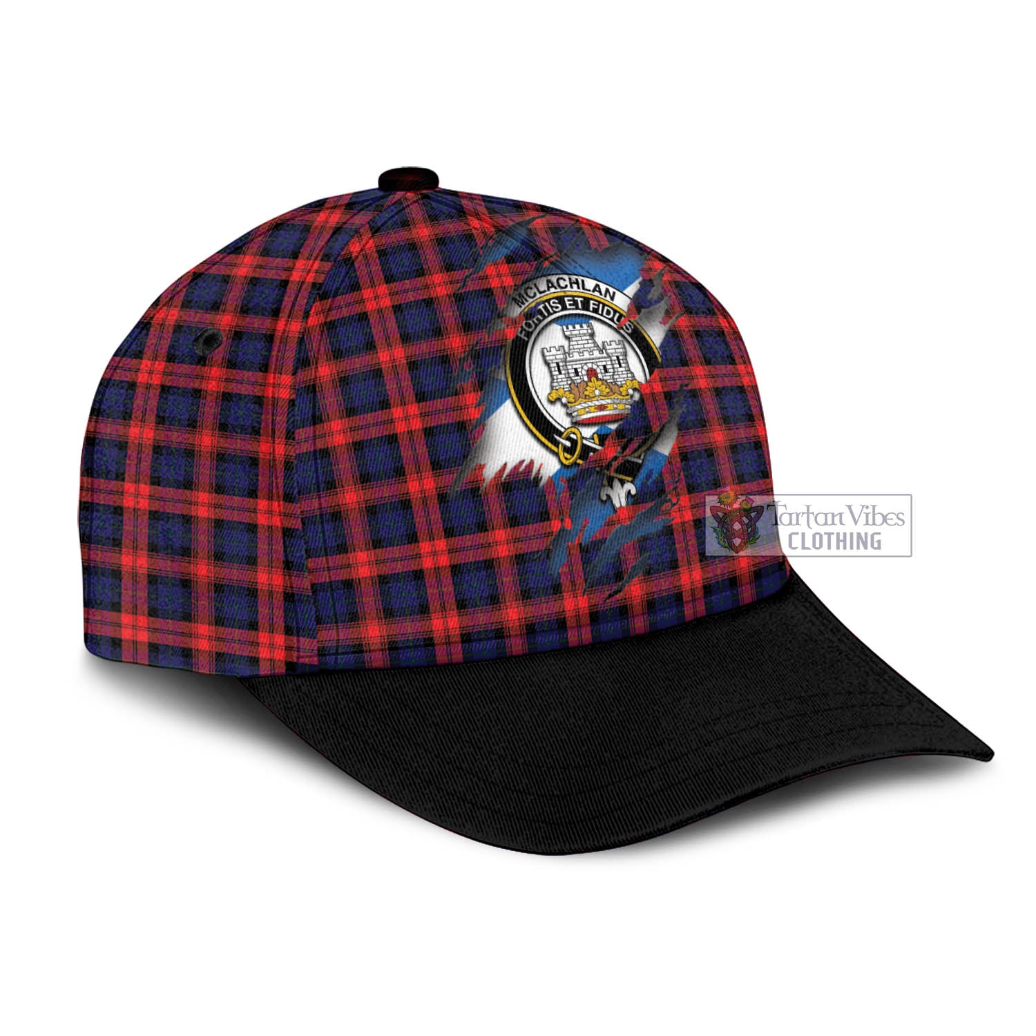 Tartan Vibes Clothing McLachlan Modern Tartan Classic Cap with Family Crest In Me Style