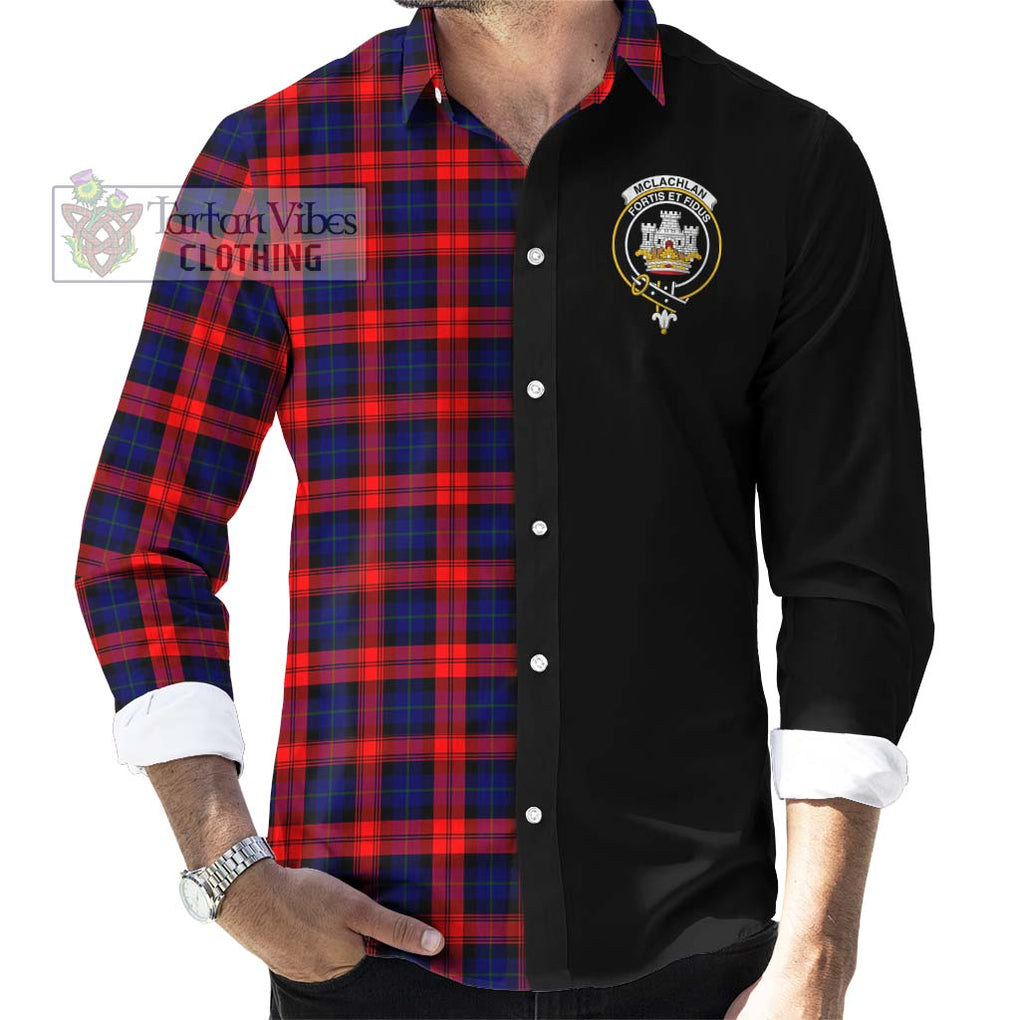 McLachlan Modern Tartan Long Sleeve Button Shirt with Family Crest and Half Of Me Style - Tartanvibesclothing Shop