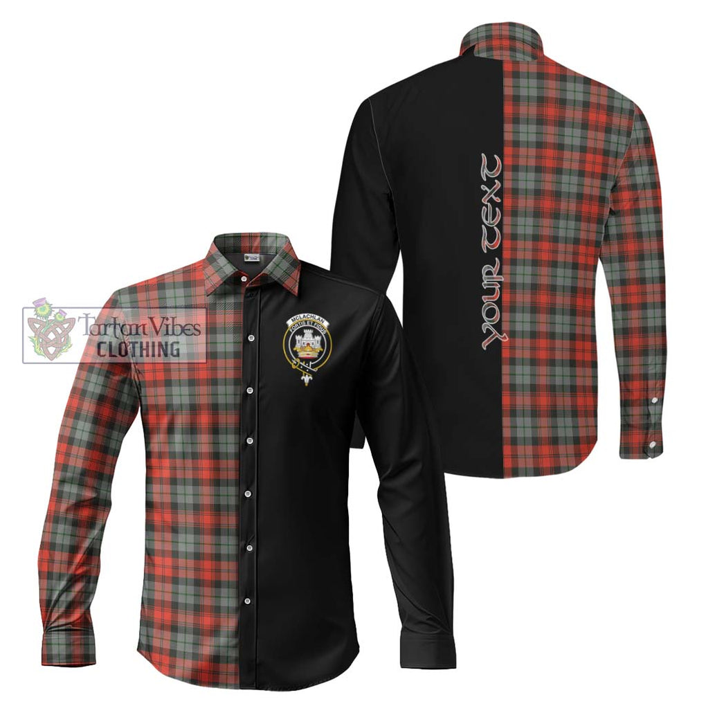 McLachlan Weathered Tartan Long Sleeve Button Shirt with Family Crest and Half Of Me Style Men's Shirt S - Tartanvibesclothing Shop