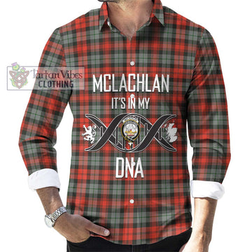 McLachlan Weathered Tartan Long Sleeve Button Shirt with Family Crest DNA In Me Style Men's Shirt S - Tartanvibesclothing Shop