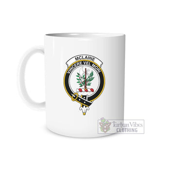 McLaine Family Crest Ceramic Mug White - 2D-tartanvibesclothing