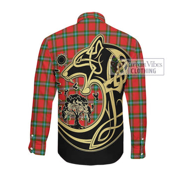 McLaine of Loch Buie Tartan Long Sleeve Button Shirt with Family Crest Celtic Wolf Style Men's Shirt - Tartan Vibes Clothing