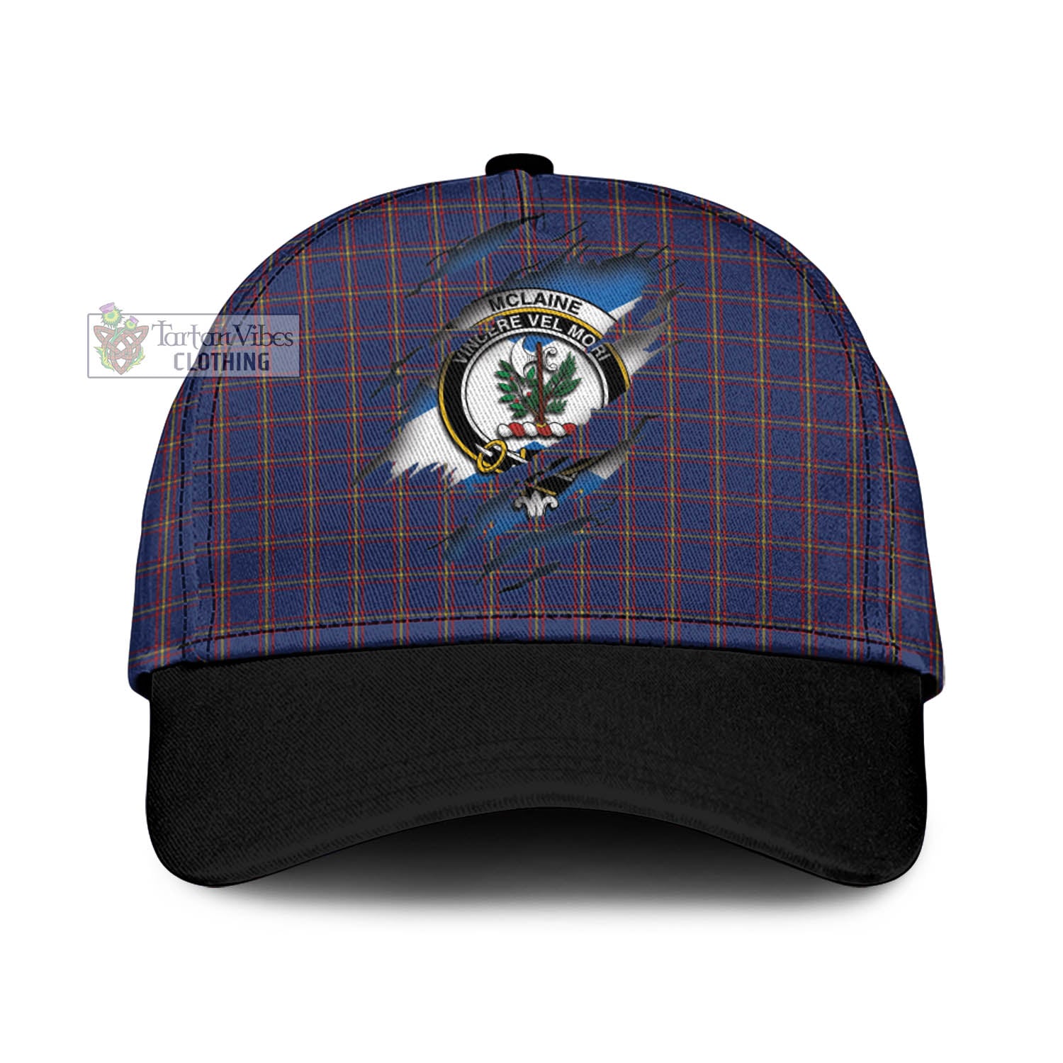 Tartan Vibes Clothing McLaine of Lochbuie Tartan Classic Cap with Family Crest In Me Style