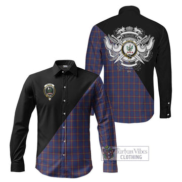 McLaine of Lochbuie Tartan Long Sleeve Button Shirt with Family Crest and Military Logo Style Men's Shirt S - Tartanvibesclothing Shop