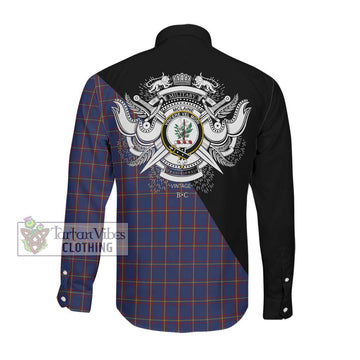McLaine of Lochbuie Tartan Long Sleeve Button Shirt with Family Crest and Military Logo Style Men's Shirt - Tartanvibesclothing Shop