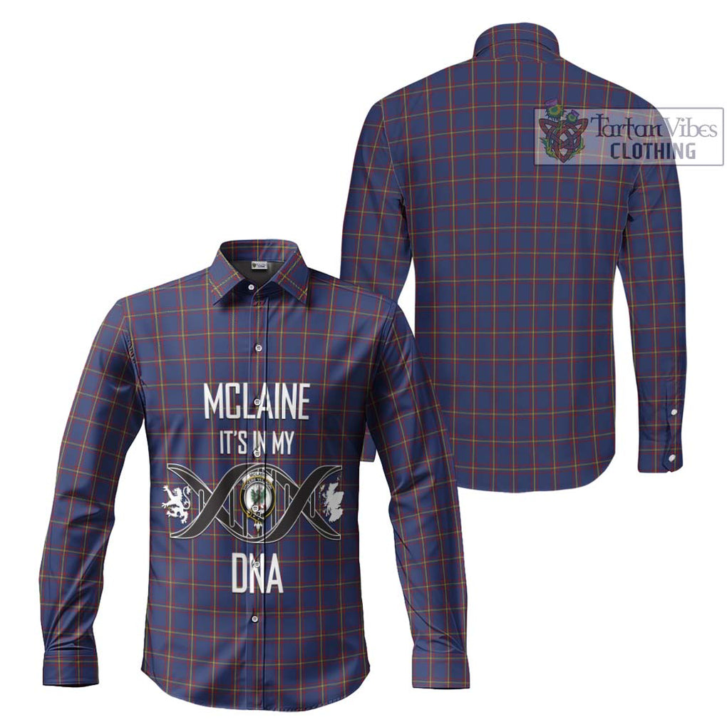 McLaine of Lochbuie Tartan Long Sleeve Button Shirt with Family Crest DNA In Me Style Men's Shirt - Tartanvibesclothing Shop